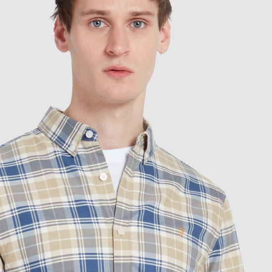 Brewer Slim Fit Check Organic Cotton Oxford Shirt In Hazelnut - RUTHERFORD & Co