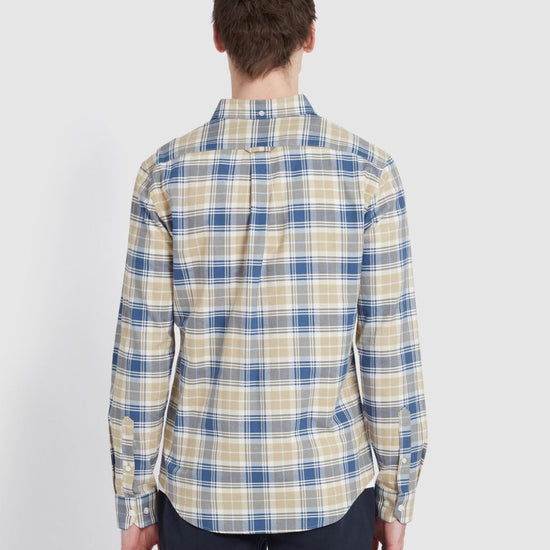 Brewer Slim Fit Check Organic Cotton Oxford Shirt In Hazelnut - RUTHERFORD & Co