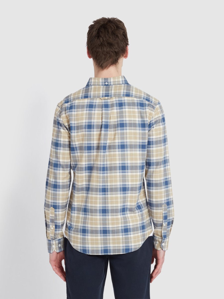 Brewer Slim Fit Check Organic Cotton Oxford Shirt In Hazelnut - RUTHERFORD & Co
