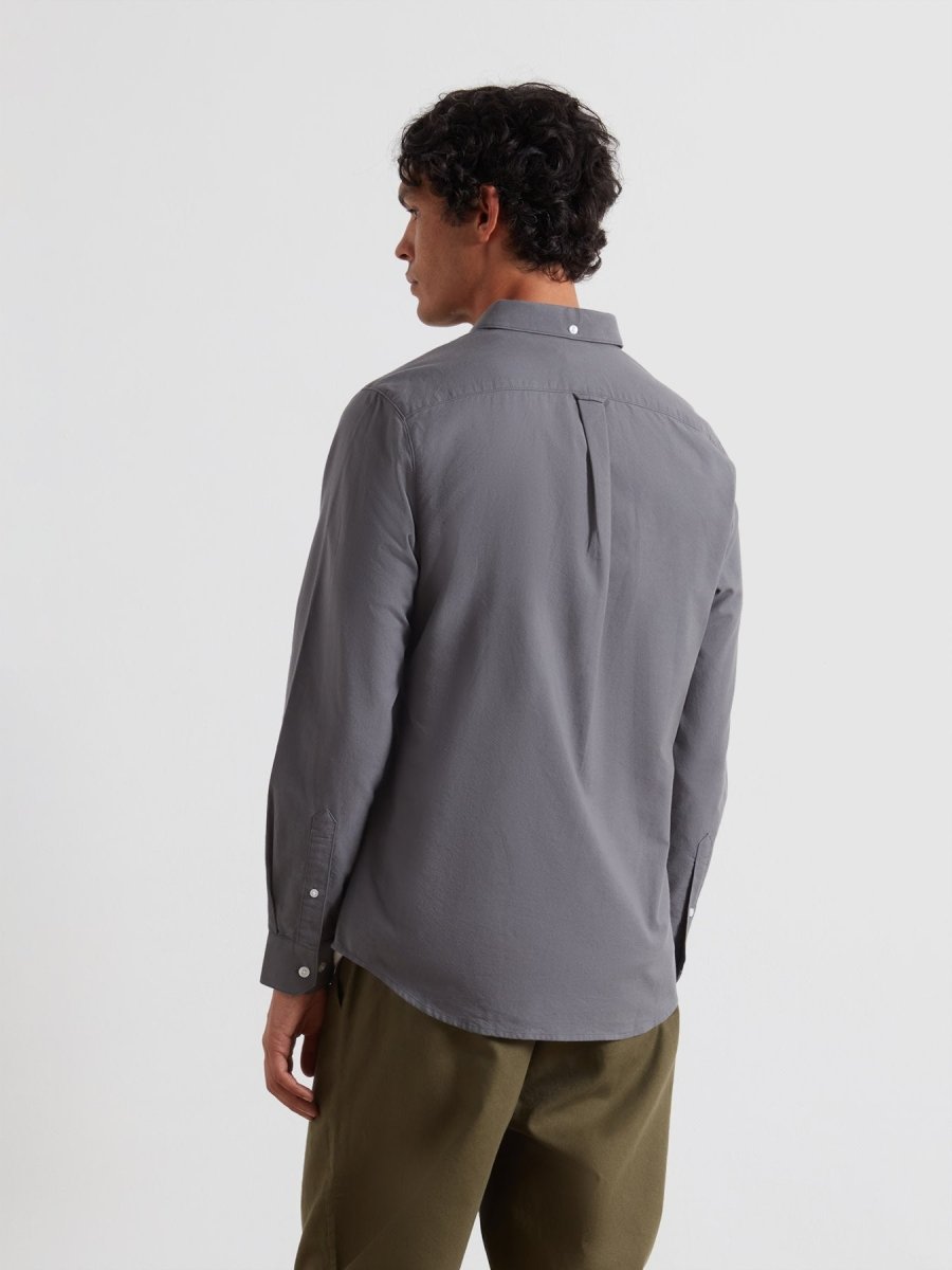 Brewer Slim Fit Organic Cotton Oxford Shirt In Grey Shade - RUTHERFORD & Co