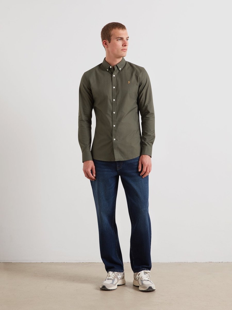 Brewer Slim Fit Organic Cotton Oxford Shirt In Rosemary - RUTHERFORD & Co