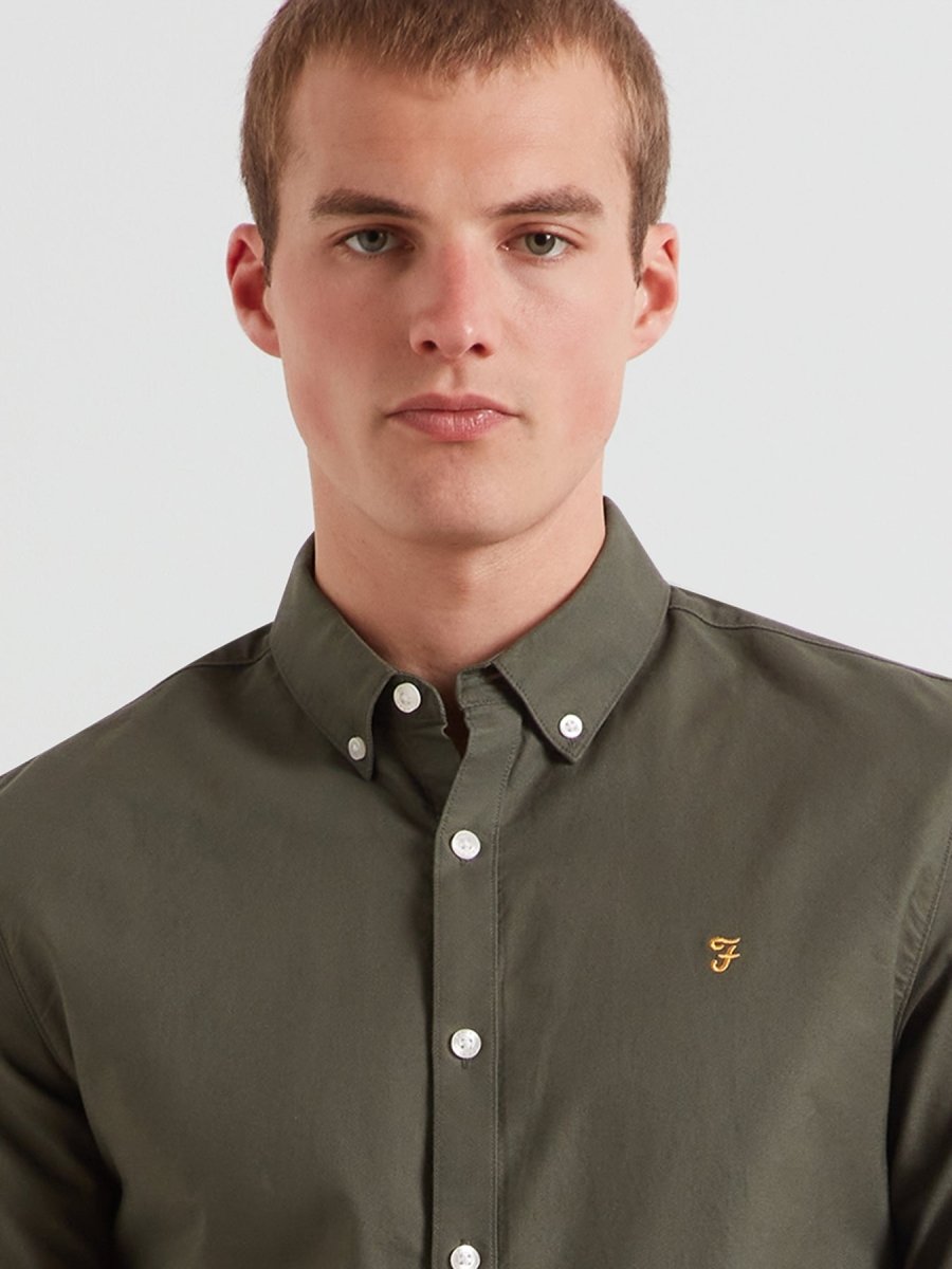 Brewer Slim Fit Organic Cotton Oxford Shirt In Rosemary - RUTHERFORD & Co