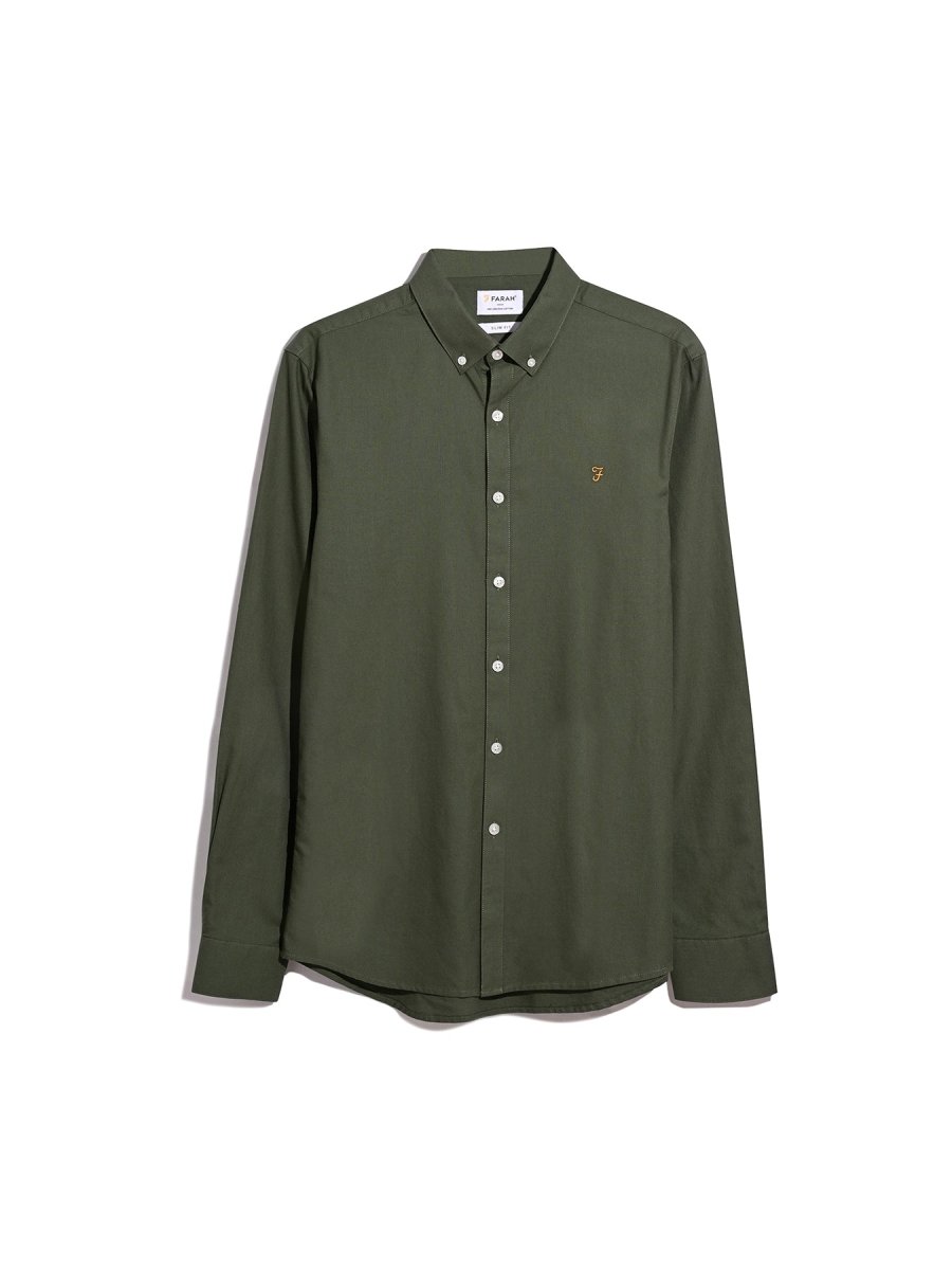 Brewer Slim Fit Organic Cotton Oxford Shirt In Rosemary - RUTHERFORD & Co