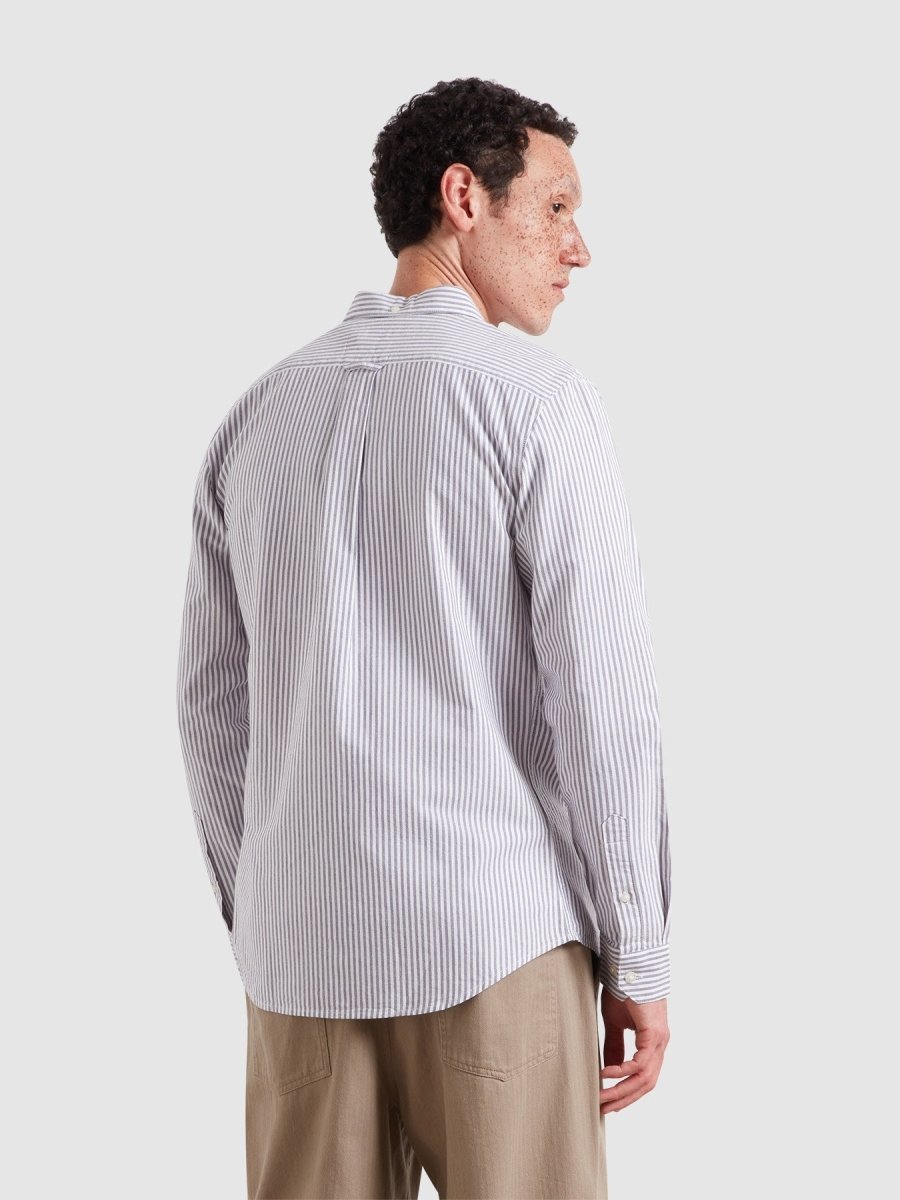 Brewer Striped Oxford Shirt In Deep Purple - RUTHERFORD & Co