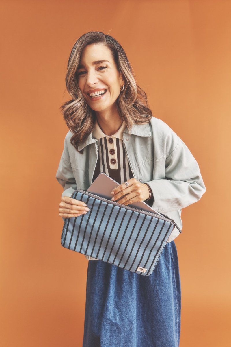 Brick Lane Laptop Sleeve in Blue Stripe - RUTHERFORD & Co