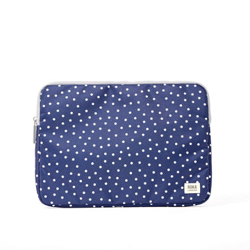 Brick Lane Laptop Sleeve in Navy Polka Dot - RUTHERFORD & Co