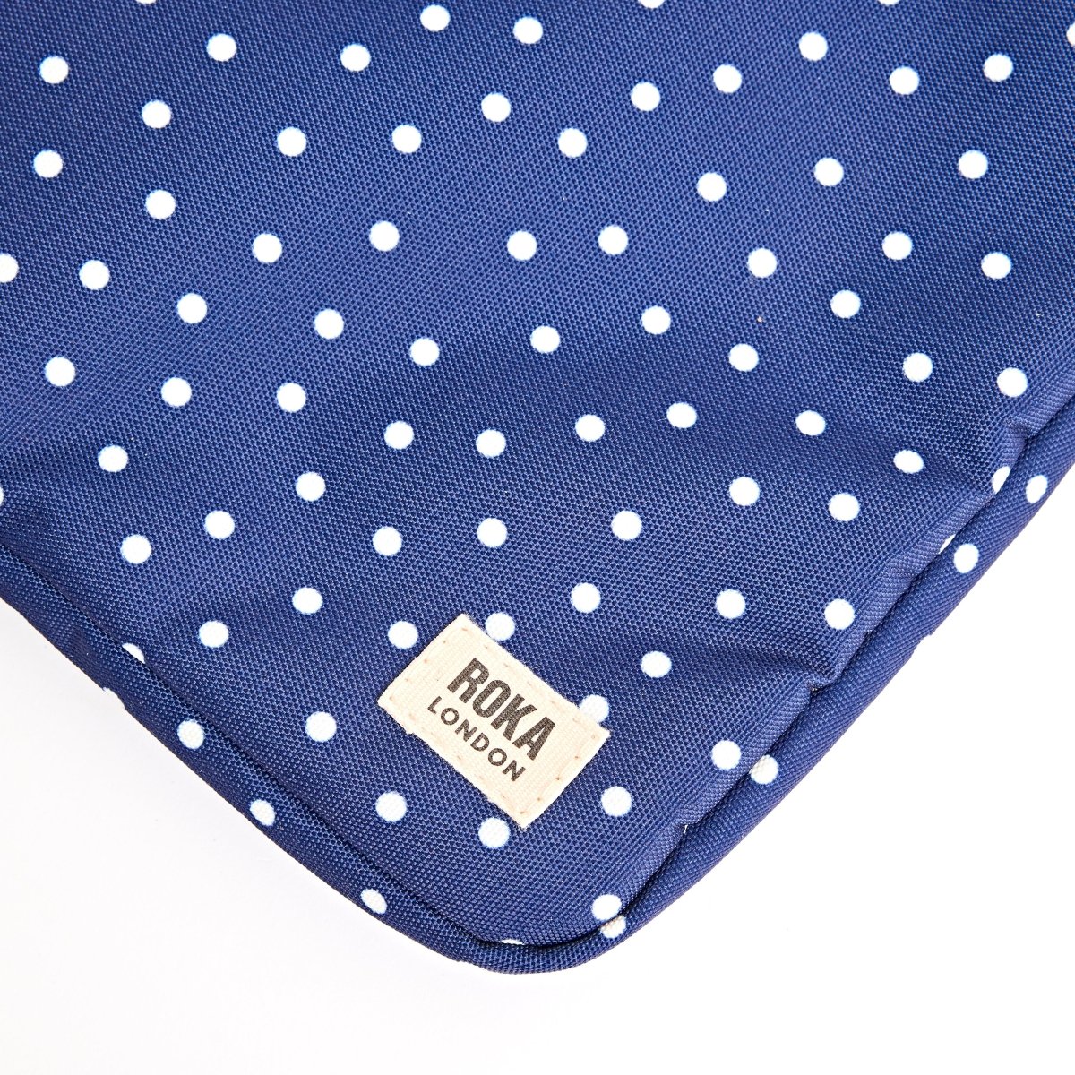 Brick Lane Laptop Sleeve in Navy Polka Dot - RUTHERFORD & Co