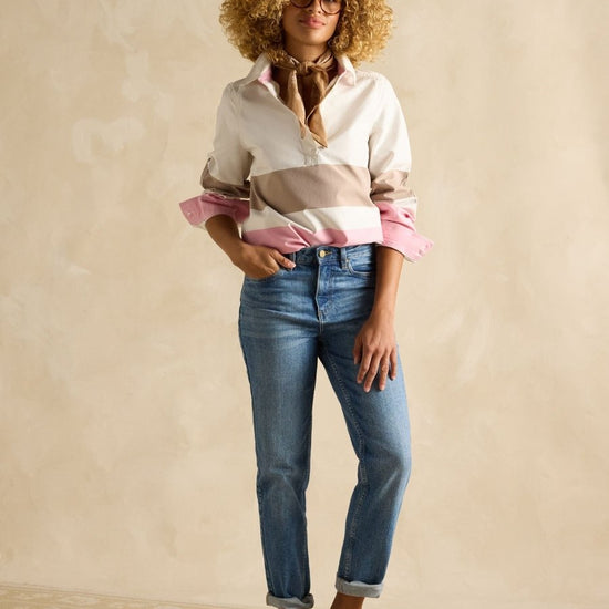 Brinley Tan/Pink Deck Shirt - RUTHERFORD & Co
