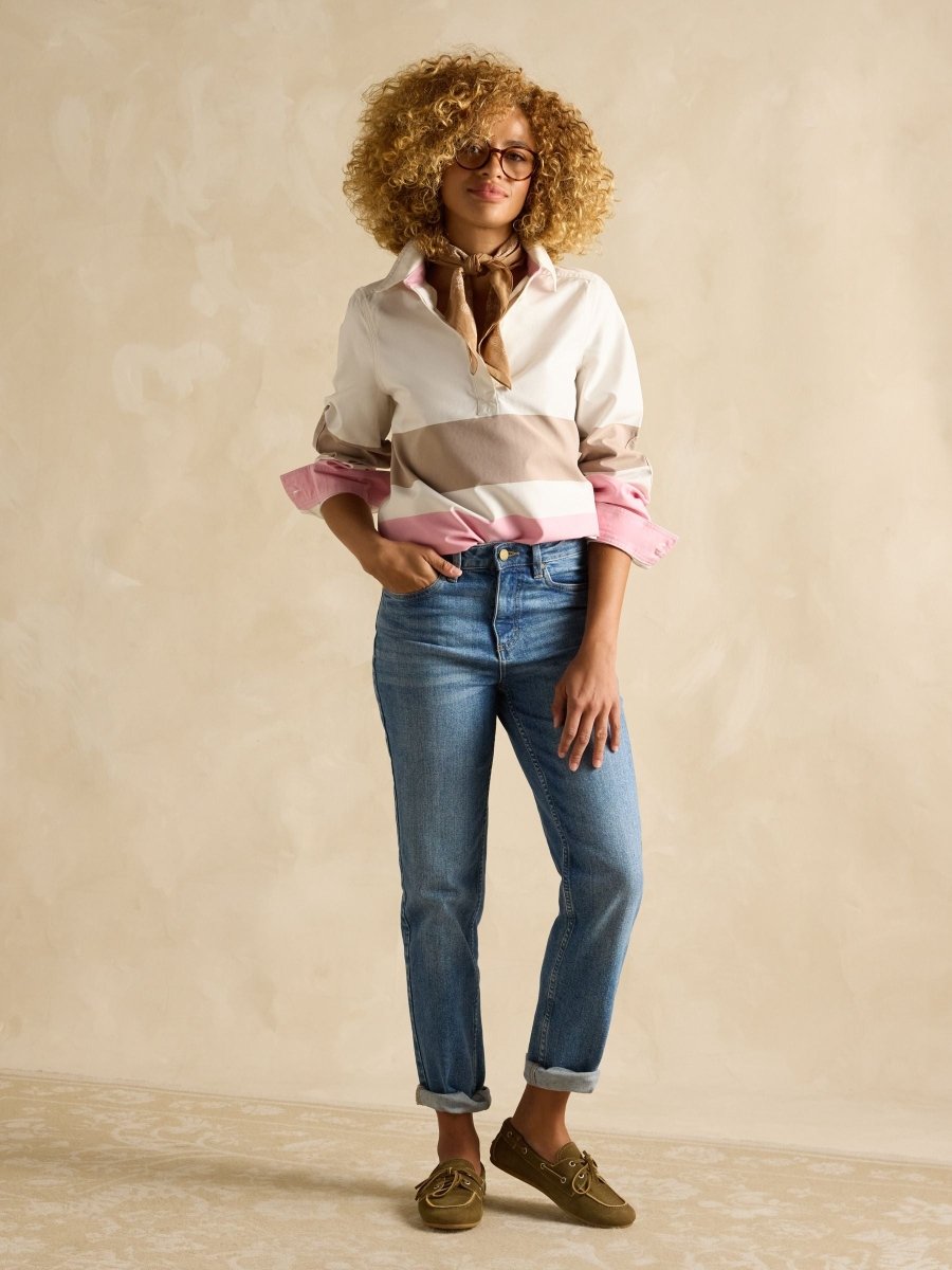 Brinley Tan/Pink Deck Shirt - RUTHERFORD & Co