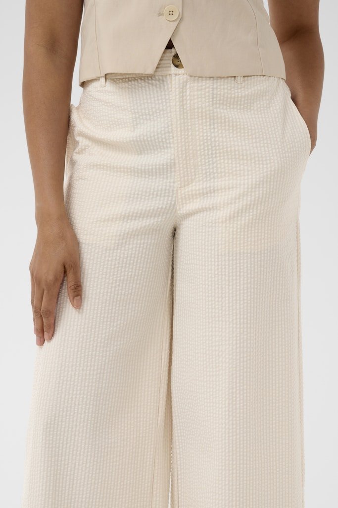 BritaPW Pants Trousers - Whisper White Stripe - RUTHERFORD & Co