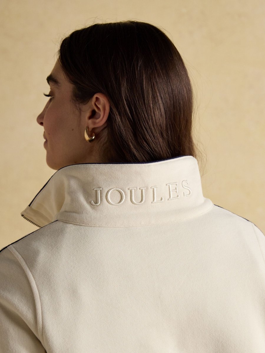 Bronte Cream Funnel Neck Quarter Zip Cotton Sweatshirt - RUTHERFORD & Co