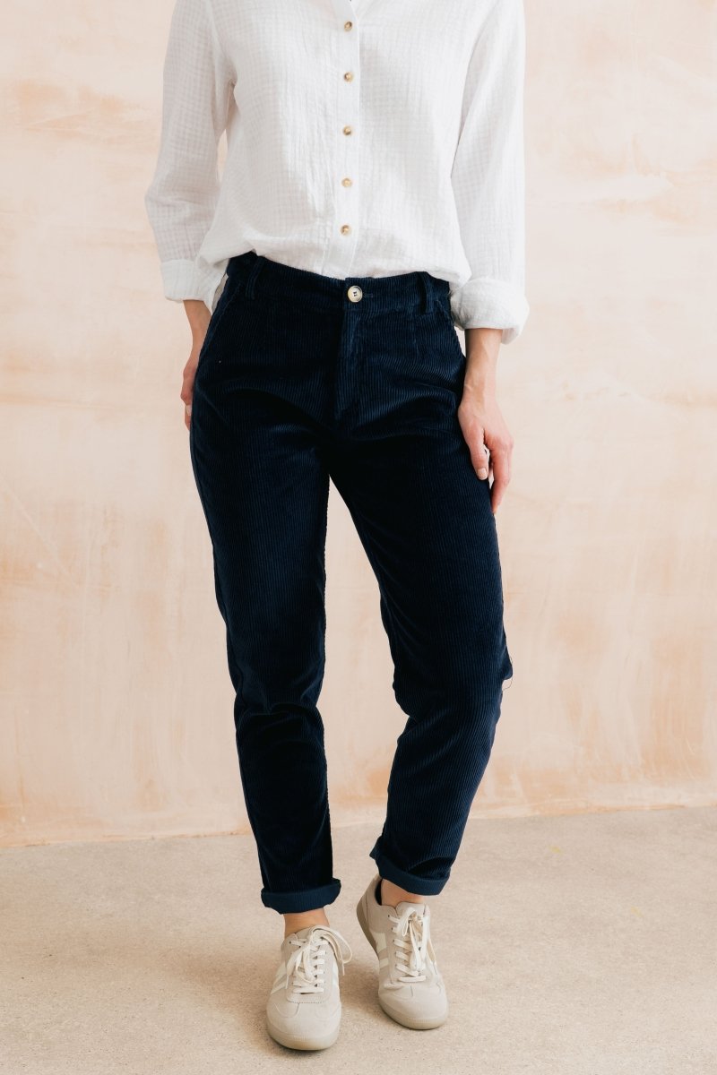 Brookend Stretch Jumbo Cord Trouser Navy - RUTHERFORD & Co