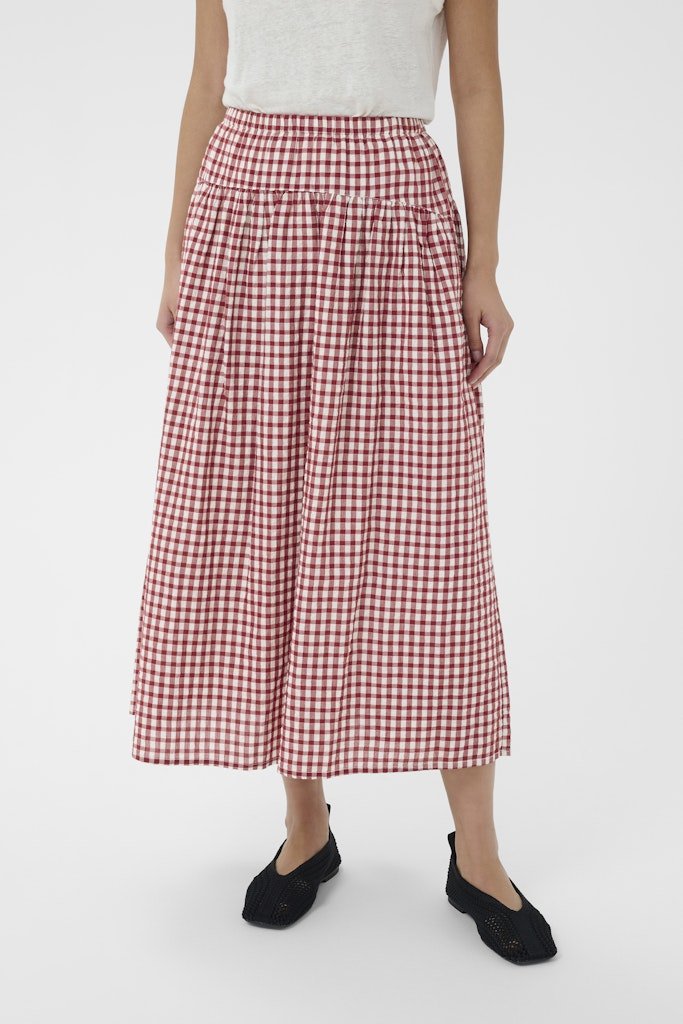 BrunhildPW Skirt - Burnt Russet Check - RUTHERFORD & Co