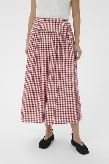 BrunhildPW Skirt - Burnt Russet Check - RUTHERFORD & Co