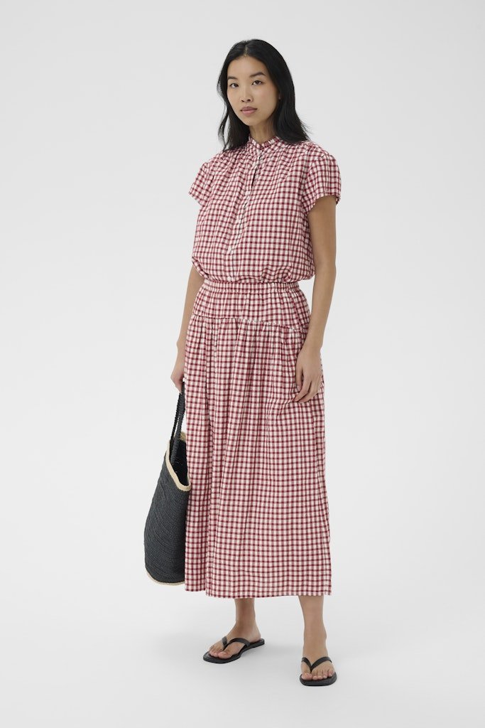 BrunhildPW Skirt - Burnt Russet Check - RUTHERFORD & Co