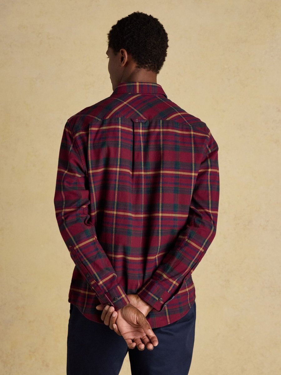 Brushed Flannel Burgundy Red Check Cotton Shirt - RUTHERFORD & Co
