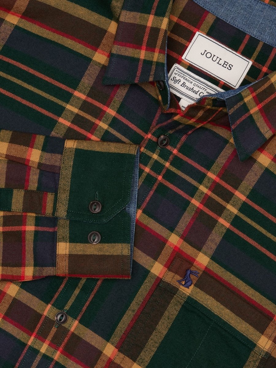 Brushed Flannel Green Cotton Shirt - RUTHERFORD & Co