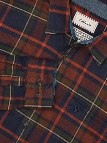 Brushed Flannel Navy Check Cotton Shirt - RUTHERFORD & Co