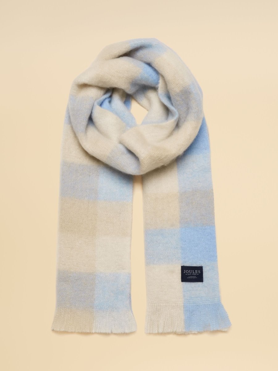 Brushed Scarf - Blue/Ecru Gingham - RUTHERFORD & Co