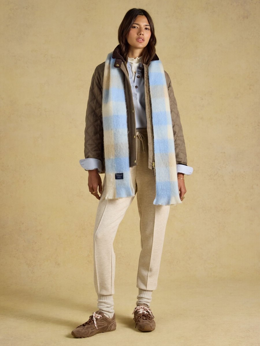 Brushed Scarf - Blue/Ecru Gingham - RUTHERFORD & Co