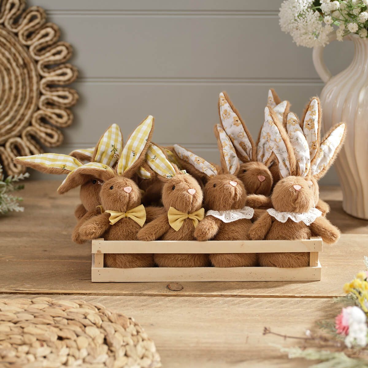 Bunny Hops Plush Ditsy Trim Bunny - RUTHERFORD & Co