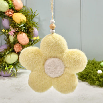 Bunny Hops Plush Furry Flower Hanger Yellow and White - RUTHERFORD & Co