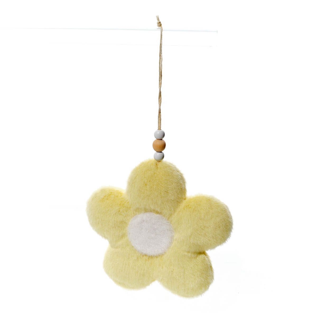 Bunny Hops Plush Furry Flower Hanger Yellow and White - RUTHERFORD & Co