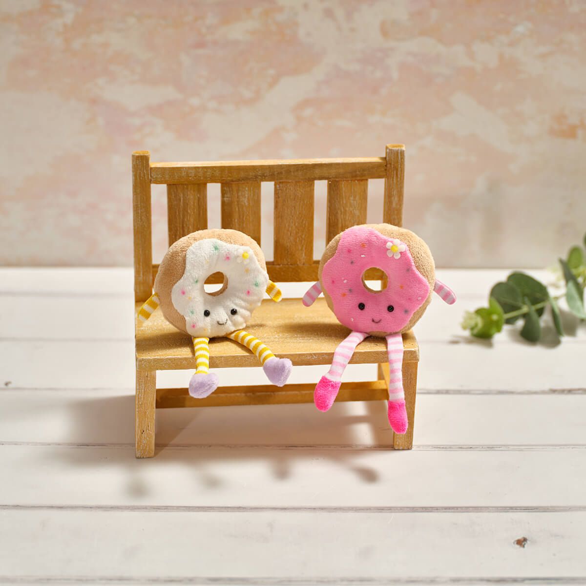 Bunny Hops Polyester Velour Ring Doughnut Shelf Sitter with Dangly Legs - RUTHERFORD & Co