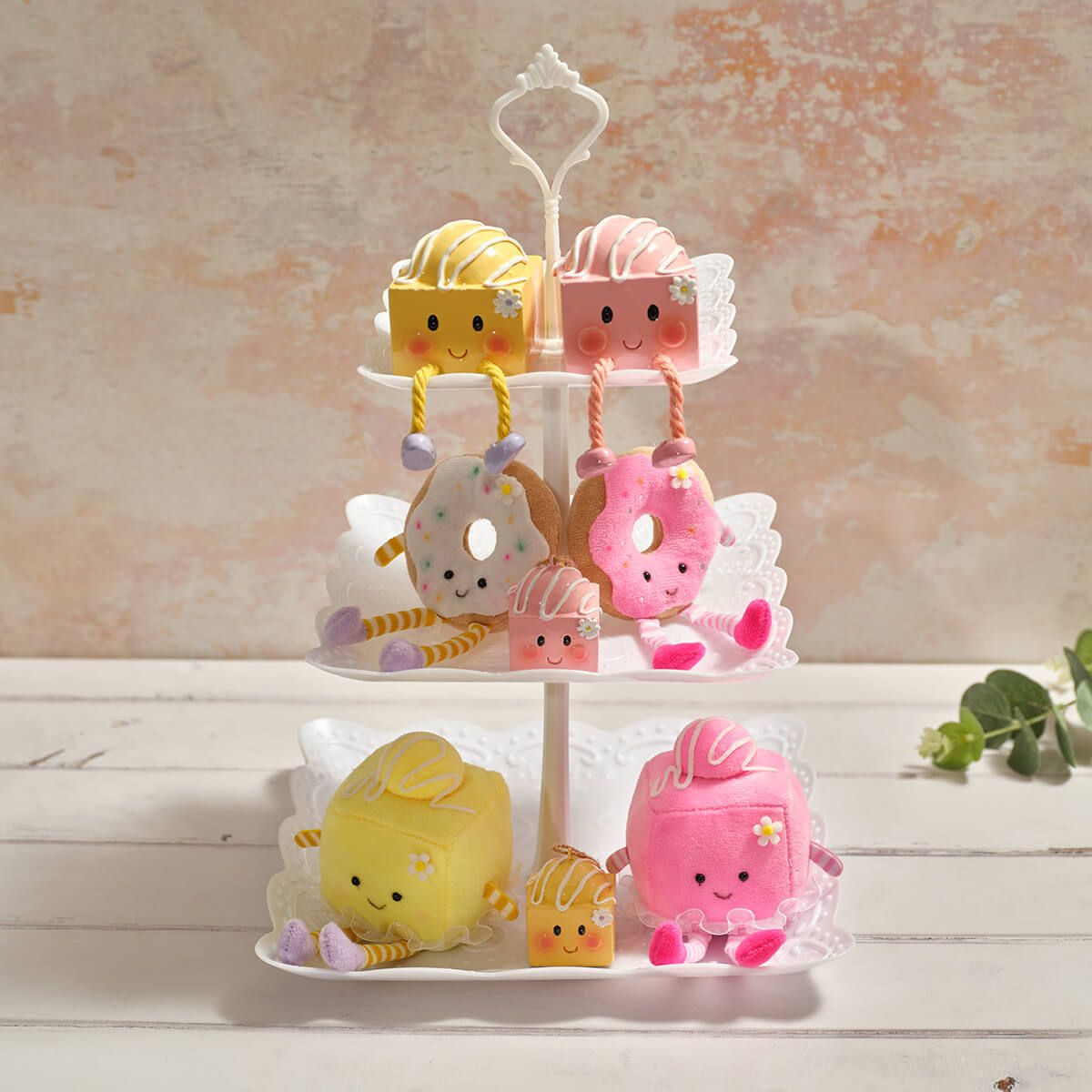 Bunny Hops Polyester Velour Ring Doughnut Shelf Sitter with Dangly Legs - RUTHERFORD & Co