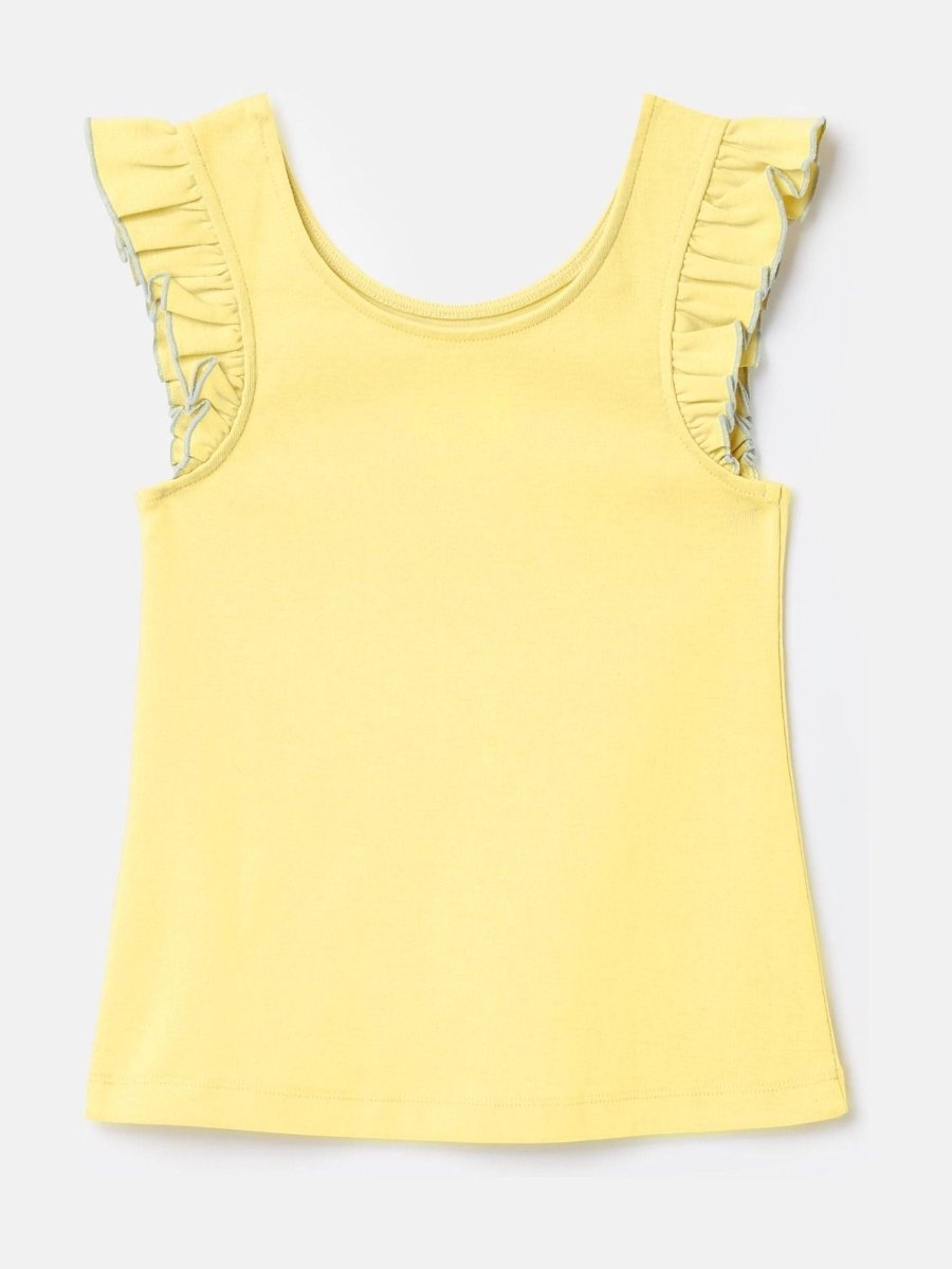 Butterfly Yellow Frill Sleeve Jersey Vest - RUTHERFORD & Co