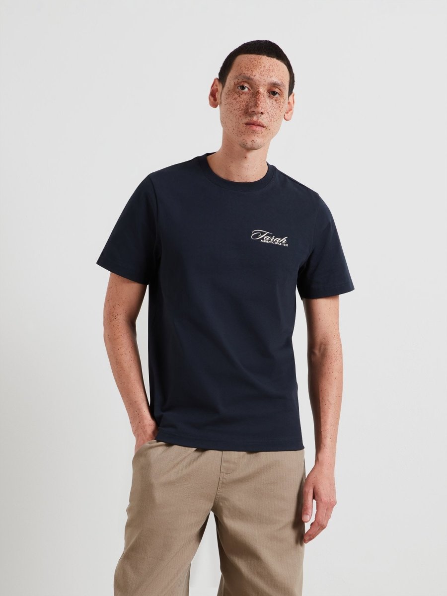 Byron Graphic T-Shirt In True Navy - RUTHERFORD & Co