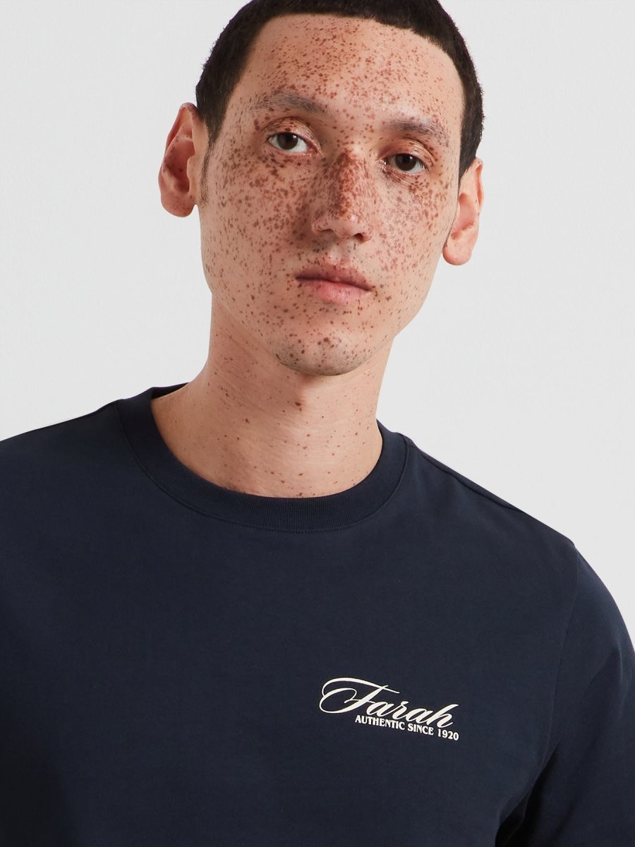 Byron Graphic T-Shirt In True Navy - RUTHERFORD & Co