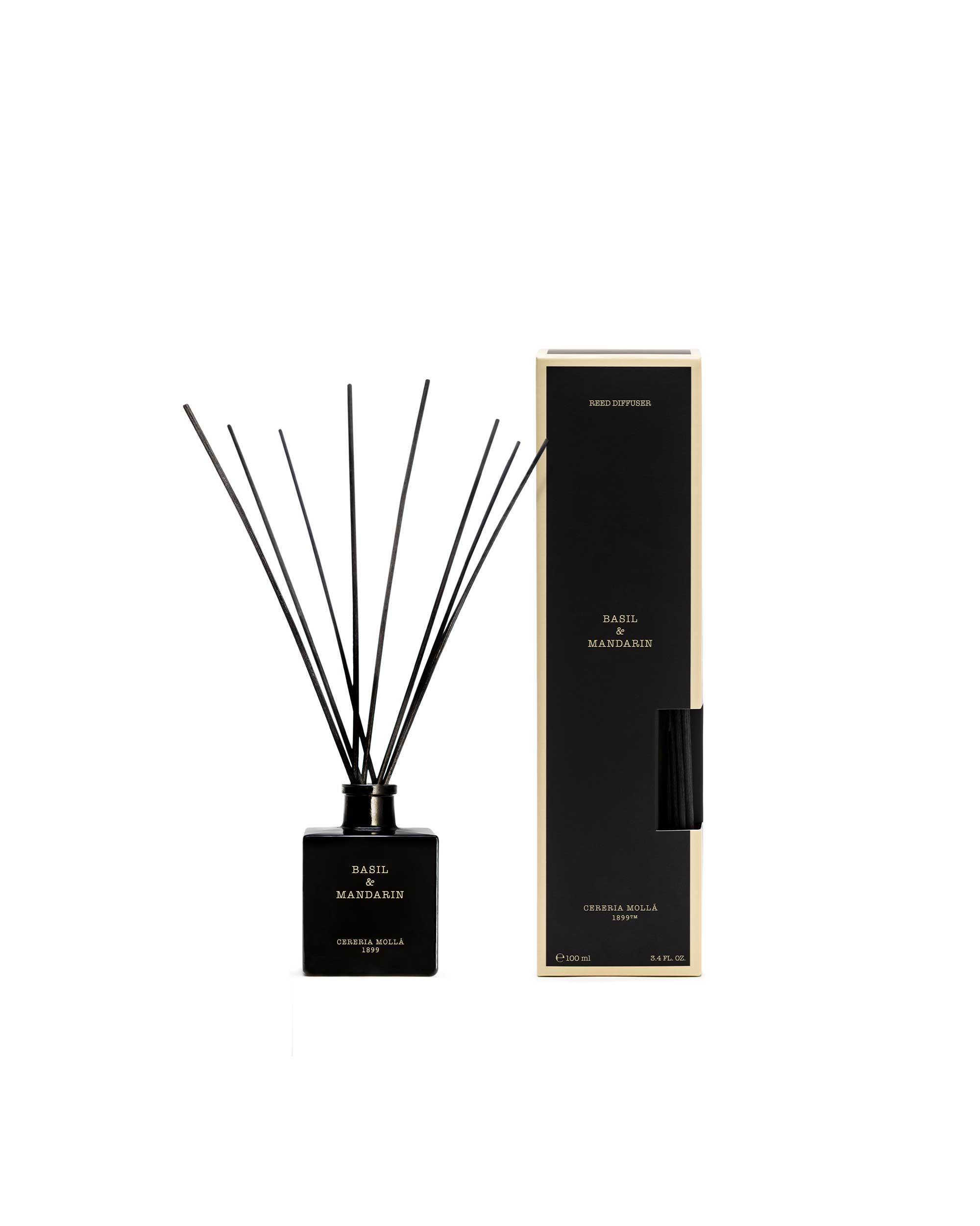 Premium Reed Diffuser 100ml - Basil & Mandarin - Black