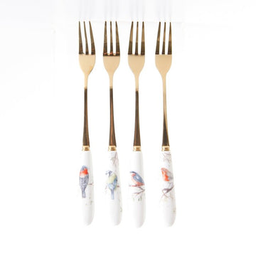 Cake Forks Set of 4/The Lookout/British Birds - RUTHERFORD & Co