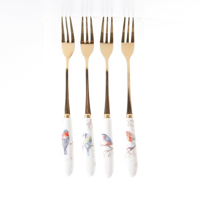 Cake Forks Set of 4/The Lookout/British Birds - RUTHERFORD & Co