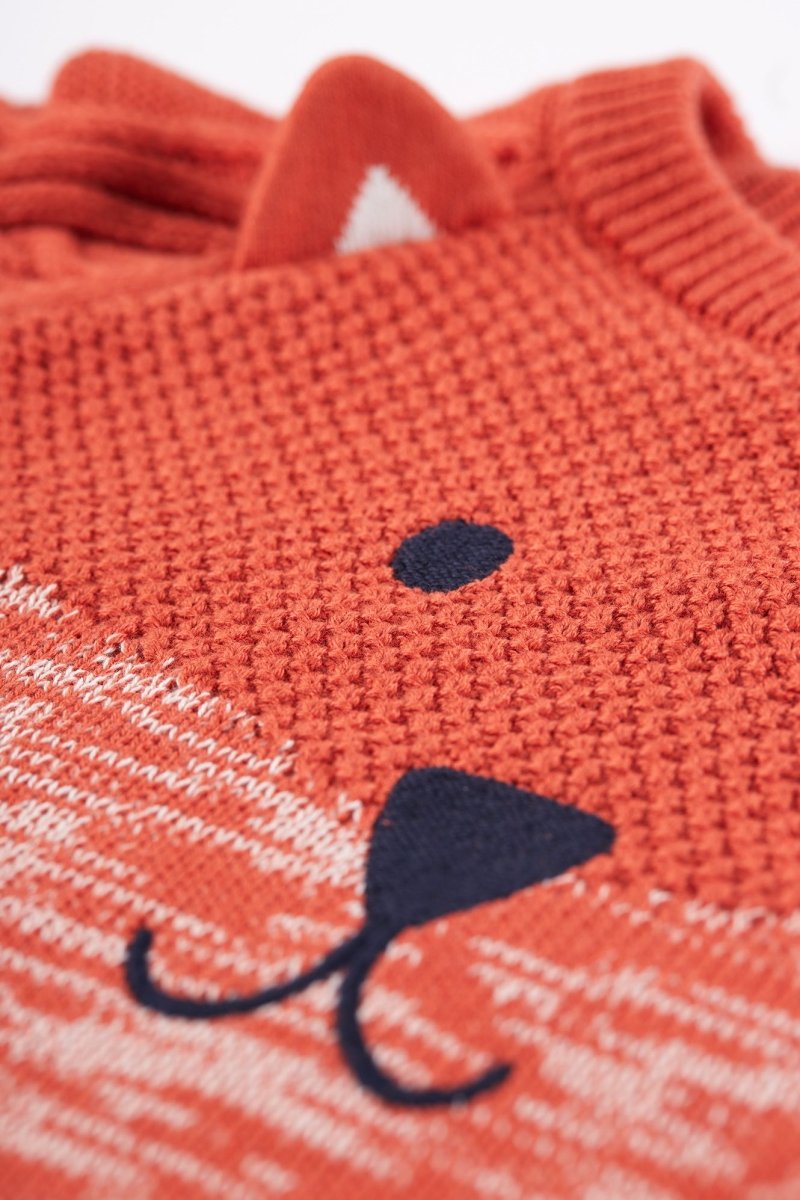 Caleb Character Knit Jumper - Fox - RUTHERFORD & Co