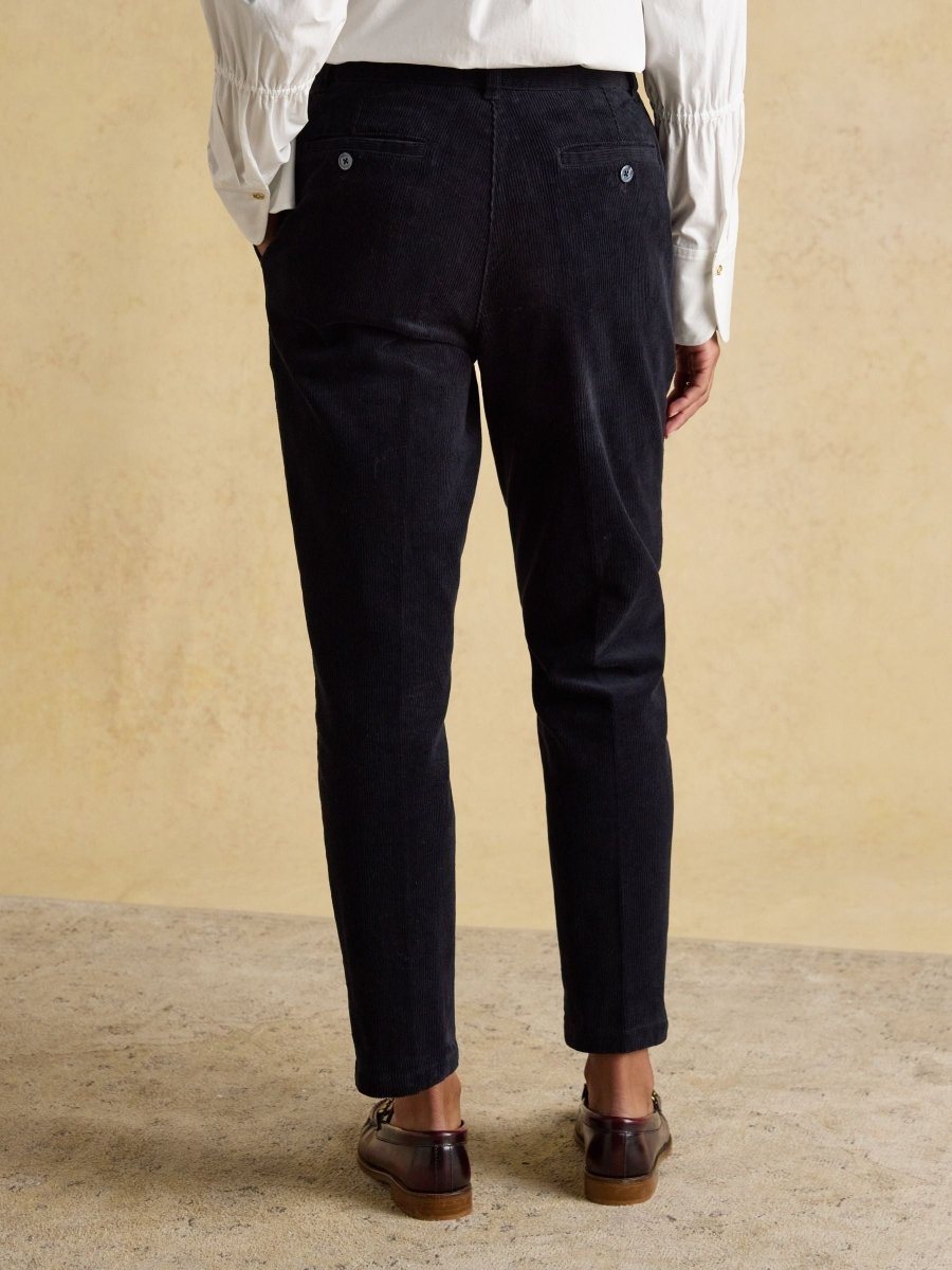 Calla Navy Cord Tapered Trousers - RUTHERFORD & Co