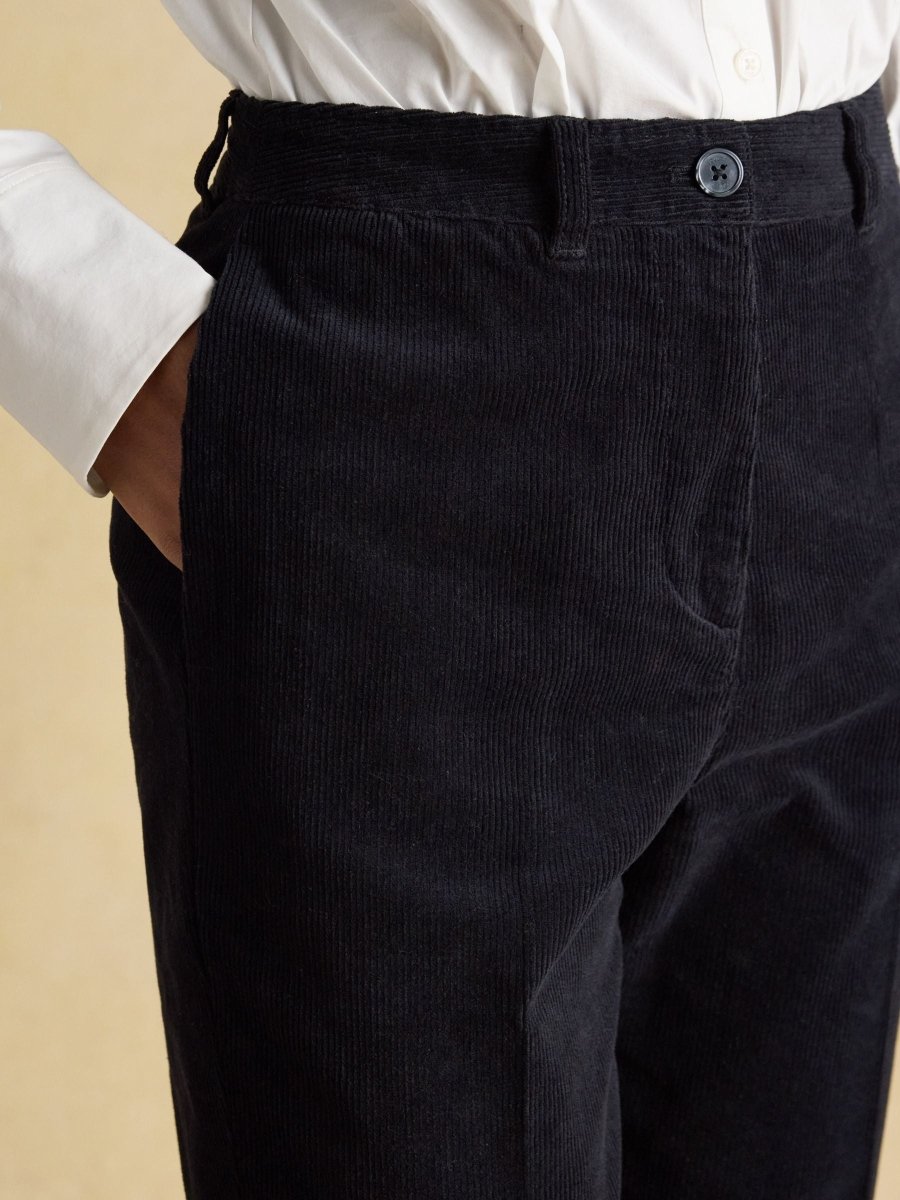 Calla Navy Cord Tapered Trousers - RUTHERFORD & Co