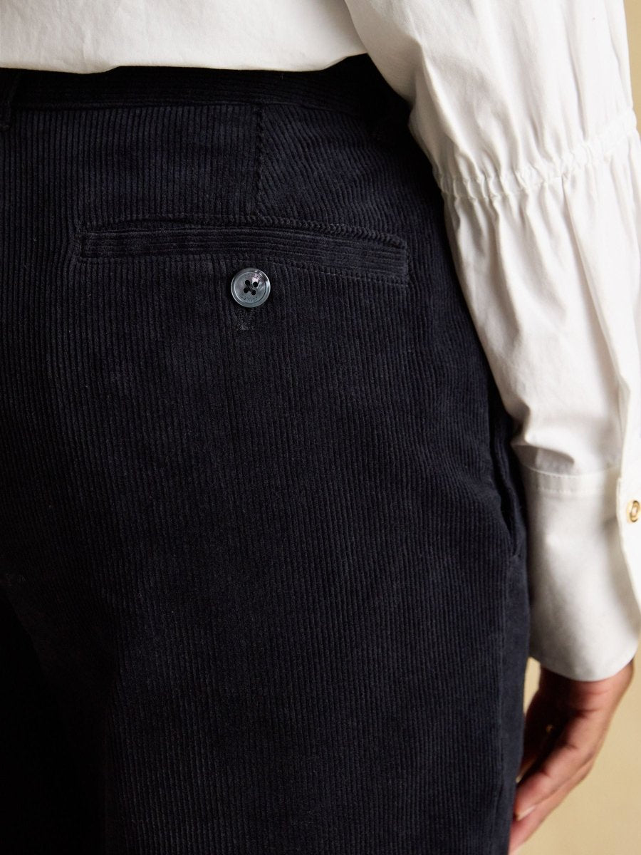 Calla Navy Cord Tapered Trousers - RUTHERFORD & Co