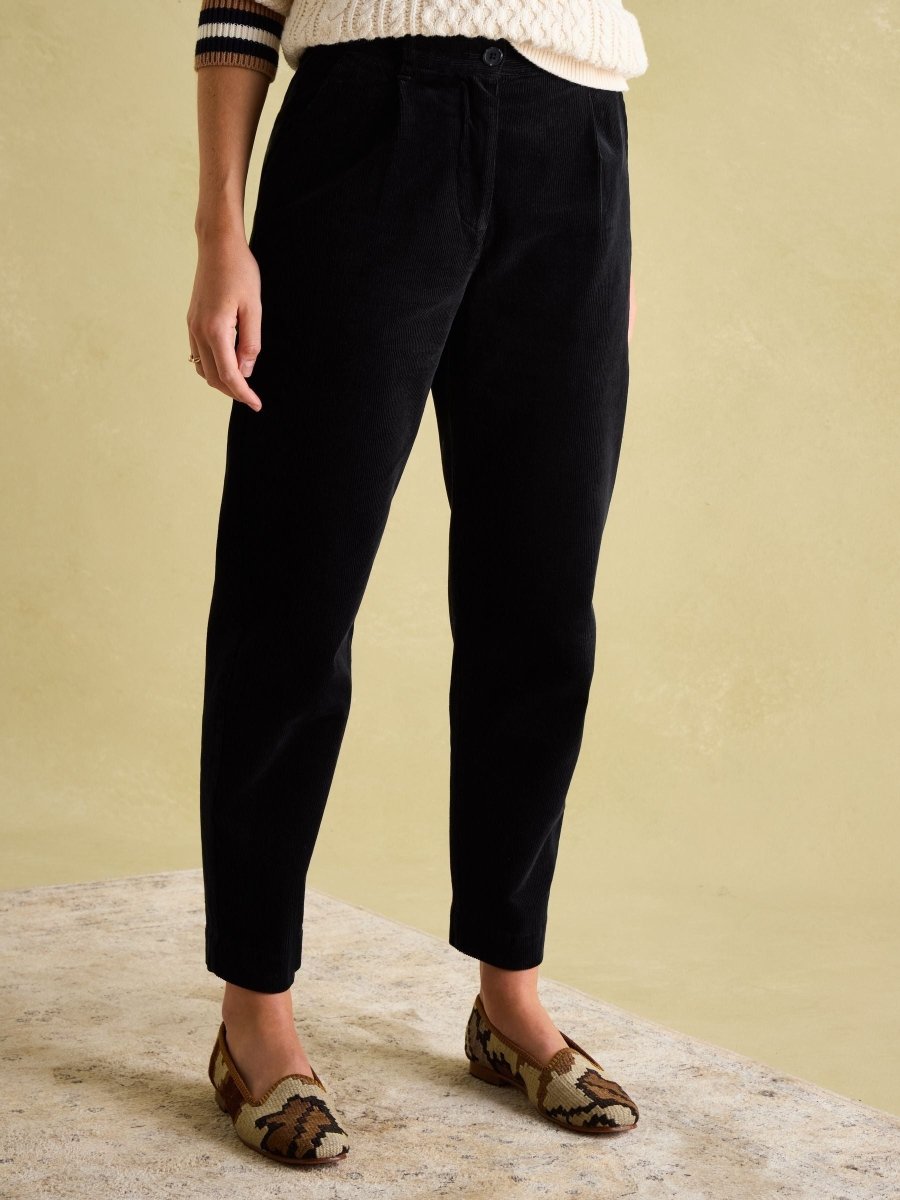 Calla Navy Corduroy Tapered Trousers - RUTHERFORD & Co