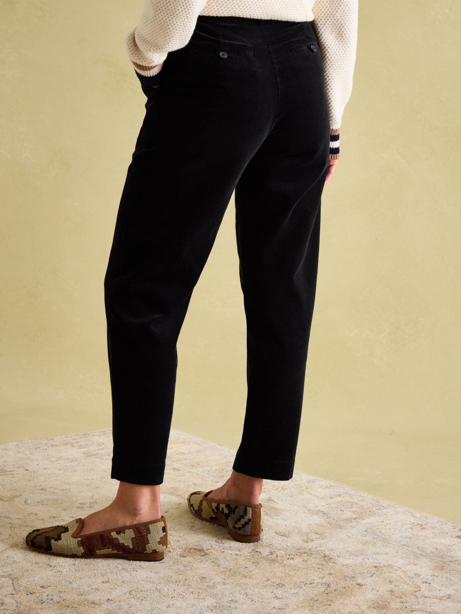 Calla Navy Corduroy Tapered Trousers - RUTHERFORD & Co