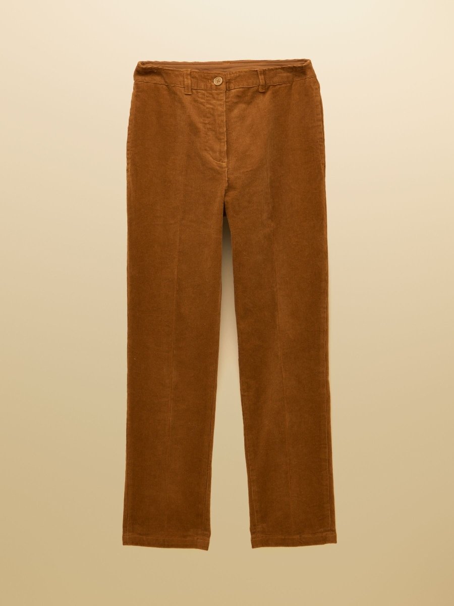 Calla Tan Brown Cord Tapered Trousers - RUTHERFORD & Co