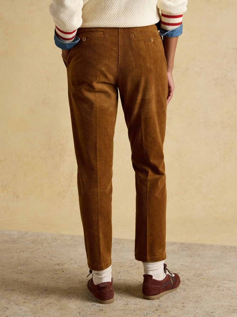 Calla Tan Brown Cord Tapered Trousers - RUTHERFORD & Co