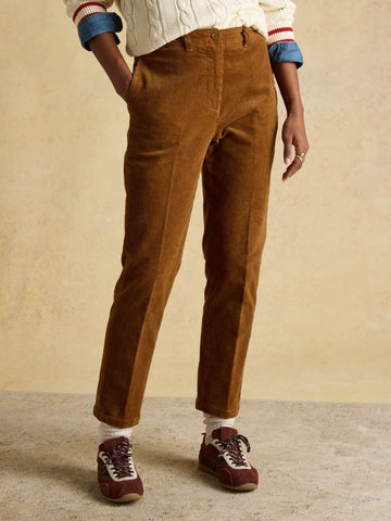 Calla Tan Brown Cord Tapered Trousers - RUTHERFORD & Co