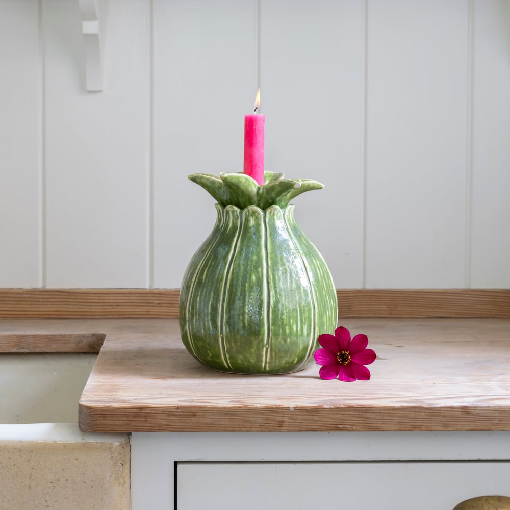 Candle Holder & Vase Duo St Kitts Green - RUTHERFORD & Co