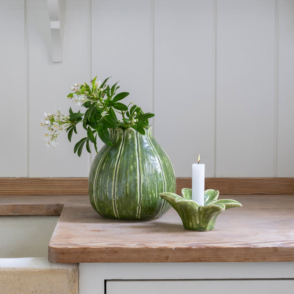 Candle Holder & Vase Duo St Kitts Green - RUTHERFORD & Co