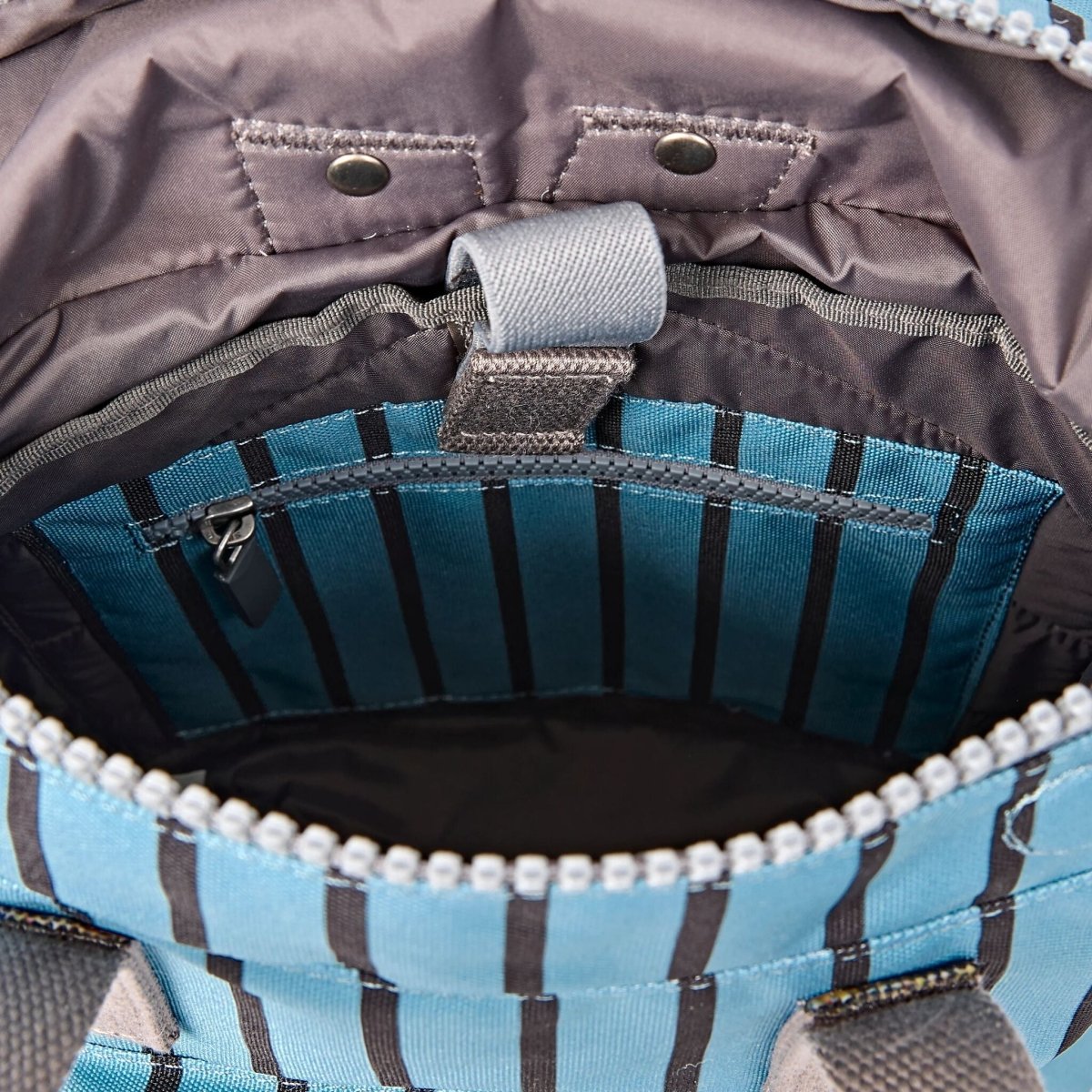 Canfield Roll Top Backpack in Blue Stripe - Medium - RUTHERFORD & Co