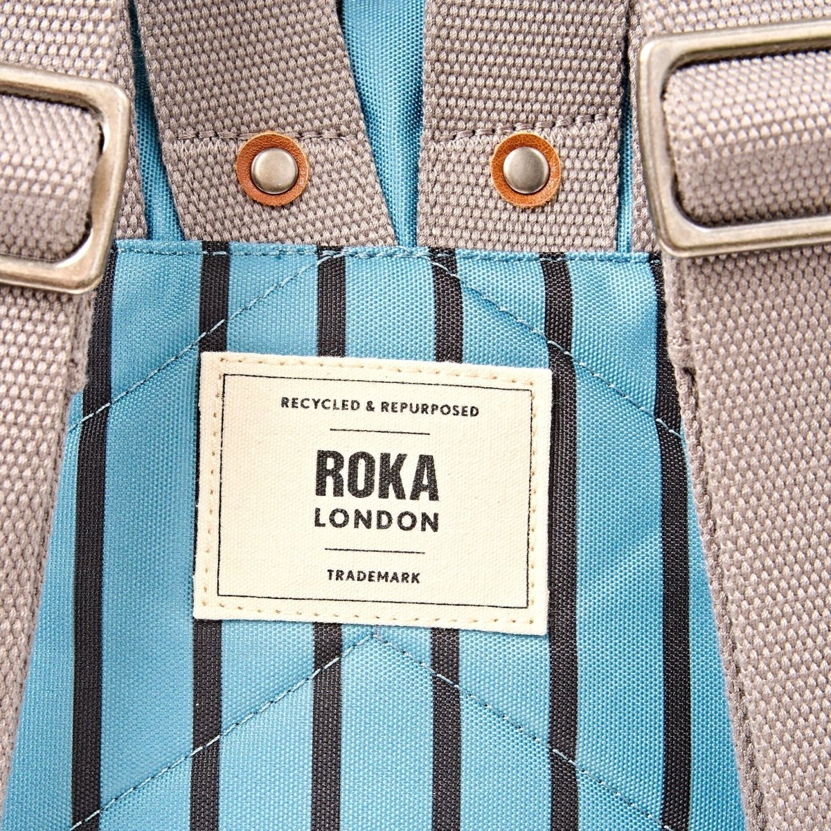Canfield Roll Top Backpack in Blue Stripe - Medium - RUTHERFORD & Co