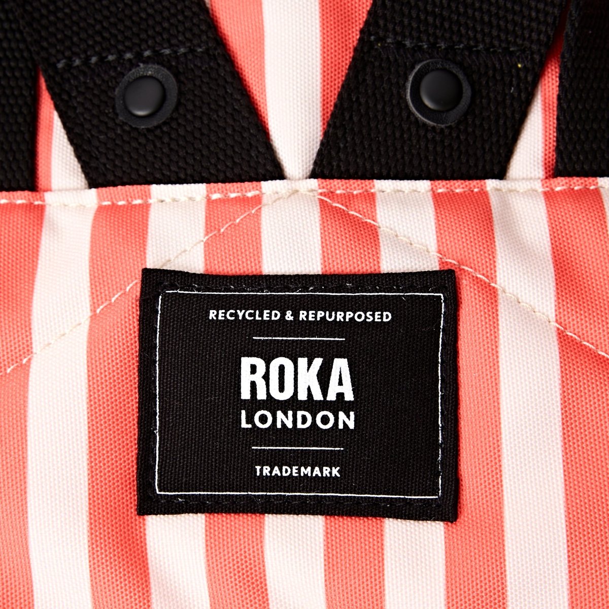 Canfield Roll Top Backpack in Coral Stripe - RUTHERFORD & Co