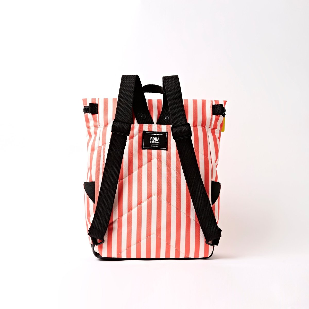 Canfield Roll Top Backpack in Coral Stripe - RUTHERFORD & Co